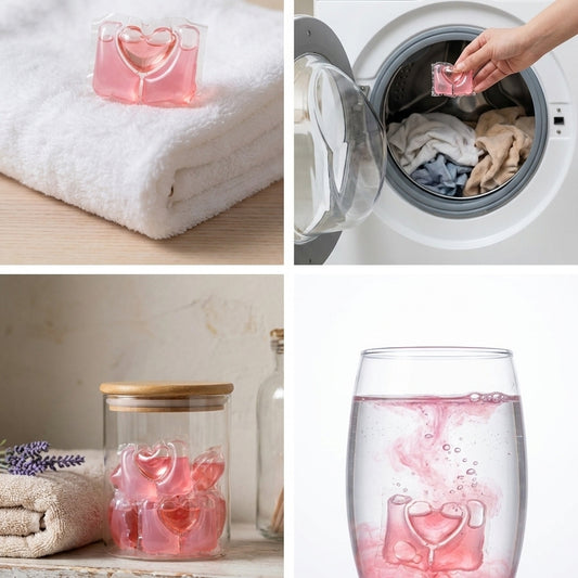 30 3-in-1 Heart Laundry Pods – Sweet Peach Scent