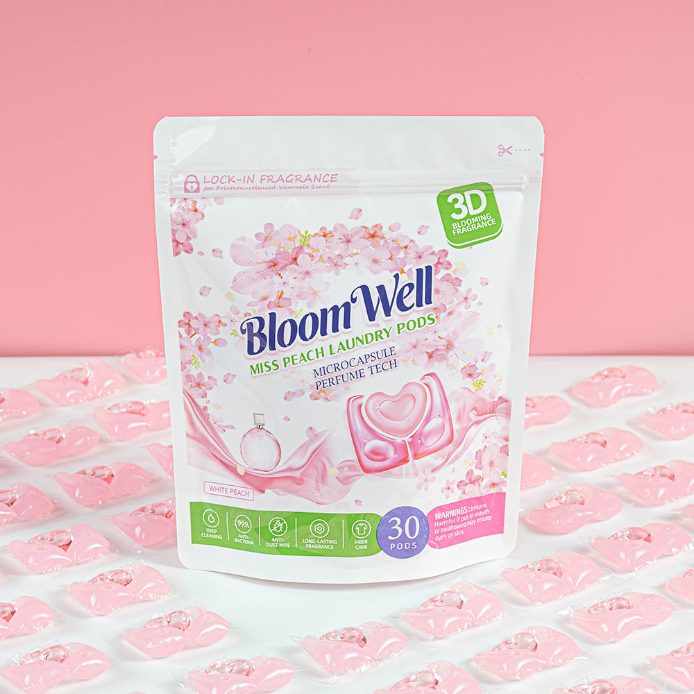 30 3-in-1 Heart Laundry Pods – Floral Peach Scent
